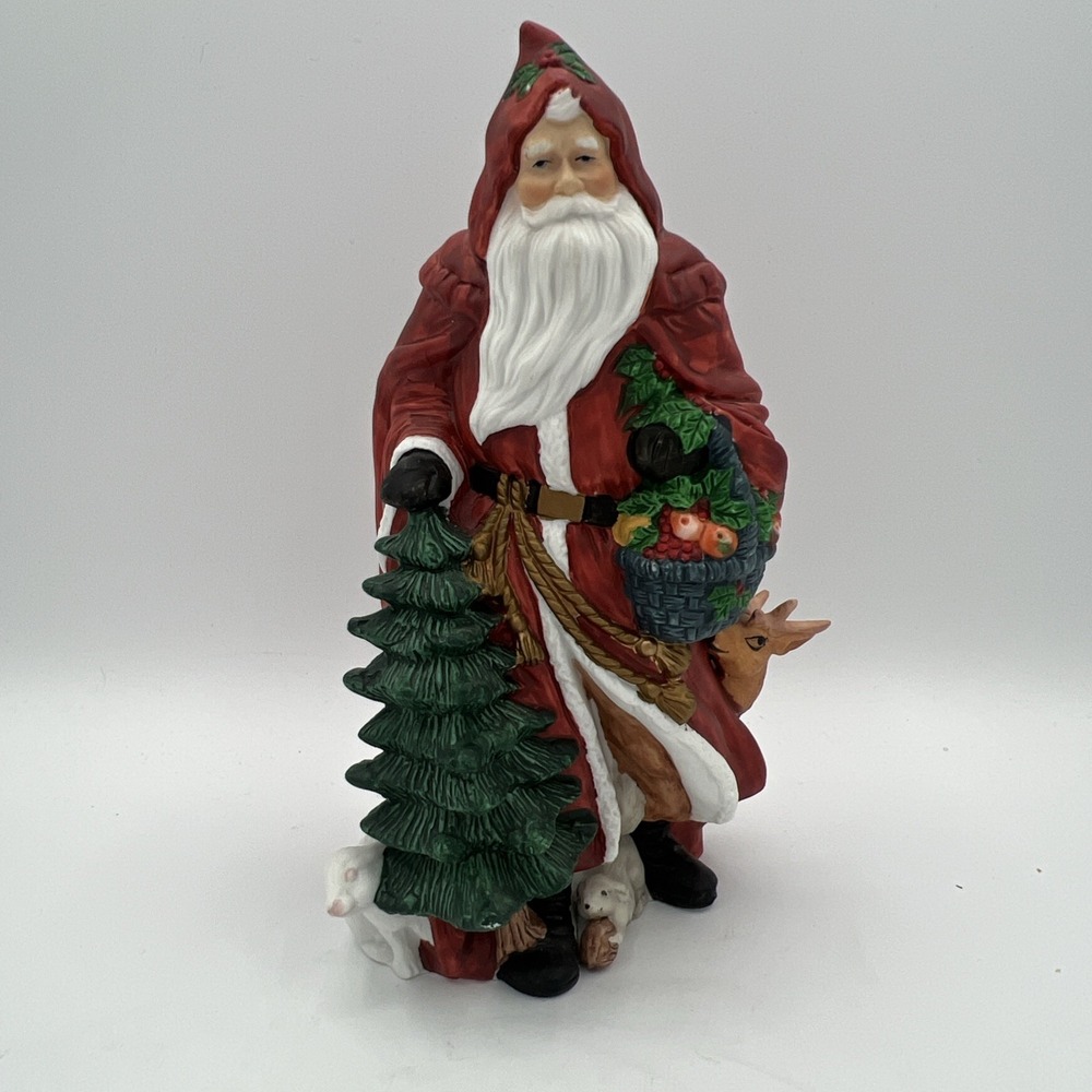 Christmas TRADITIONS‎ Porcelain Collectable SANTA CLAUS w/ Tree,  w/ BOX Vintage